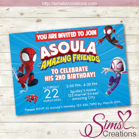 SPIDEY AND HIS AMAZING FRIENDS BIRTHDAY PRINTABLE INVITATION PARTY I