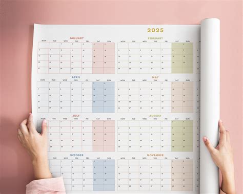 2025 Printable Wall Calendar Planner A1 Size - Etsy