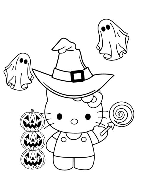 Hello Kitty Halloween Coloring Page