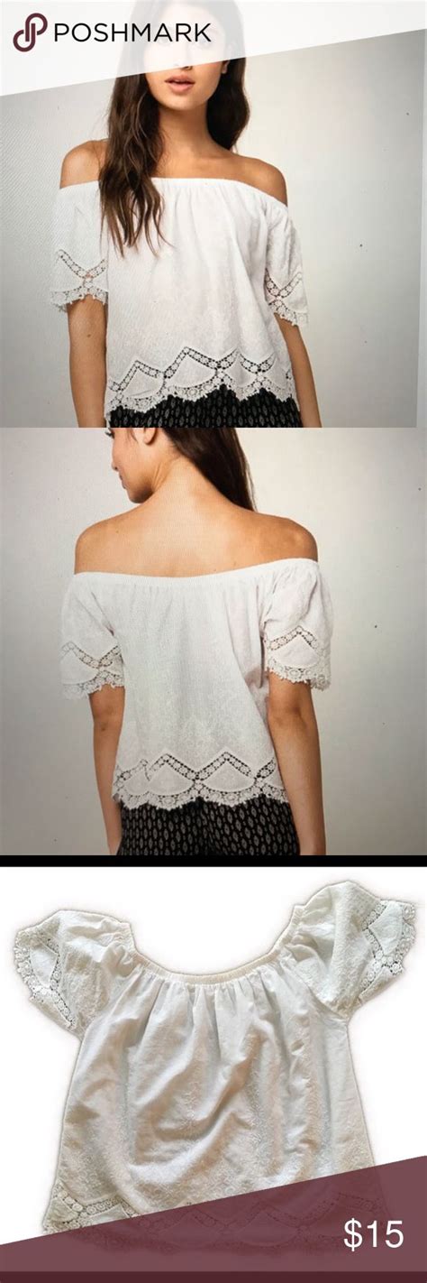 Full Tilt Crochet White Off The Shoulder Top White Crochet White Off