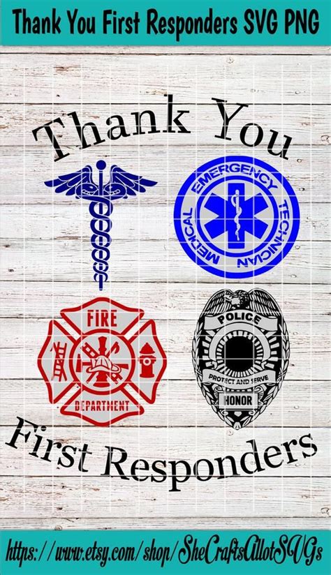 Thank You First Responders Svg Png Firefighter Svg File Example