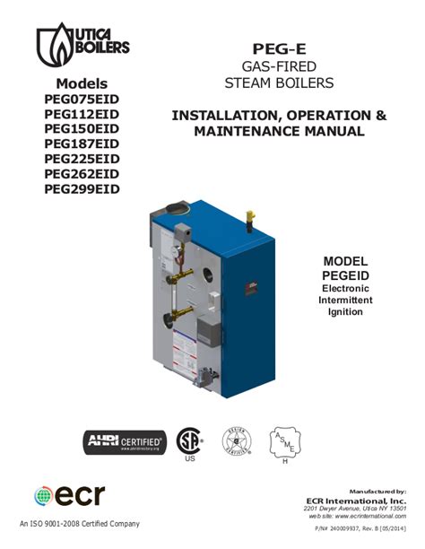 Utica Boilers Peg E Series Operation And Installation Manual