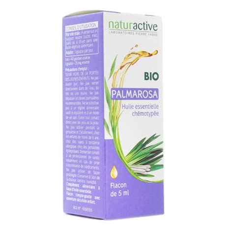 Huile essentielle bio palmarosa Naturactive 5 ml Aromathérapie