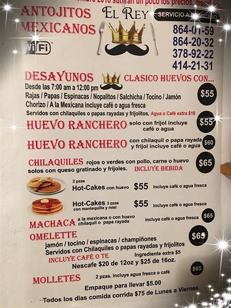 Carta Del Restaurante Antojitos Mexicanos El Rey Tijuana