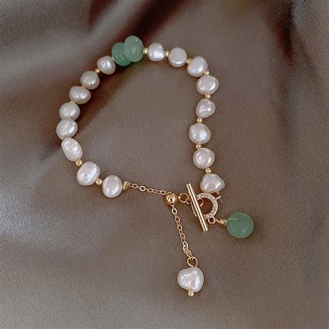 Pulsera Cl Sica Con Colgante De Perlas De Piedra Natural Para Mujer