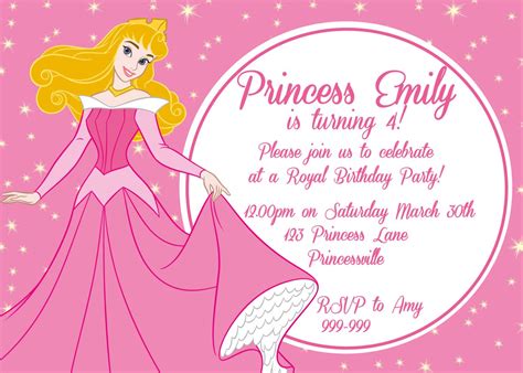 Princess Aurora Sleeping Beauty Printable Party Birthday Invitation