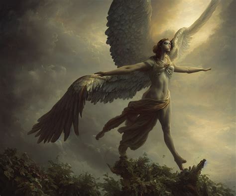 KREA A Beautiful Classical Painting Of A Fallen Angel Backlit