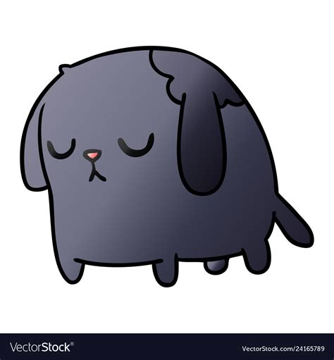 Gradient Cartoon Of Cute Sad Kawaii Dog Royalty Free Vector