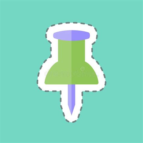 thumb pin sticker  trendy  cut isolated  blue background stock