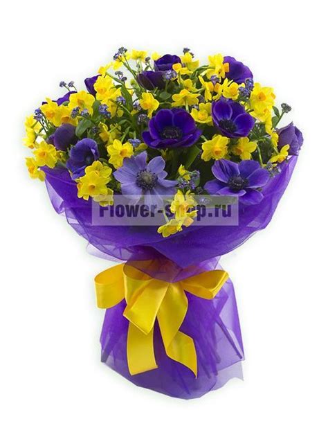 Букет из анемонов, нарциссов и незабудок «Анютины глазки» - Flower-shop ...