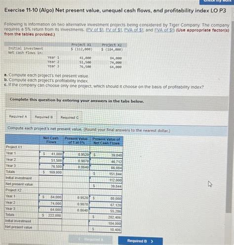 Solved Exercise 11 10 Algo Net Present Value Unequal Cash Chegg