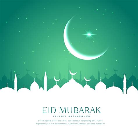 Free Vector Green And White Design For Eid Mubarak