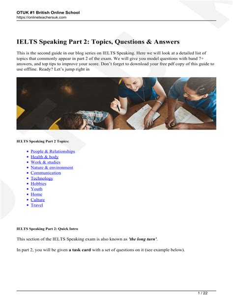 Ielts Speaking Part Topics Questions Answers