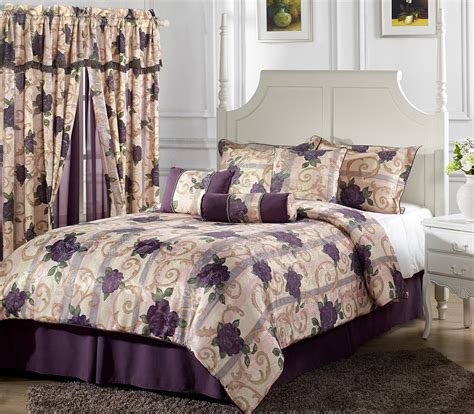 Nichawan Blog New Comforter Set Chezmoi Collection 7 Piece Purple Rose