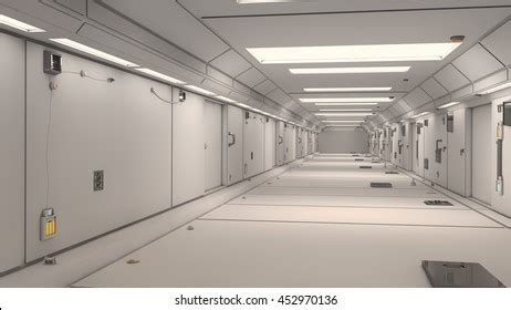 D Render Interior Futuristic Hallway Interior Stock Illustration