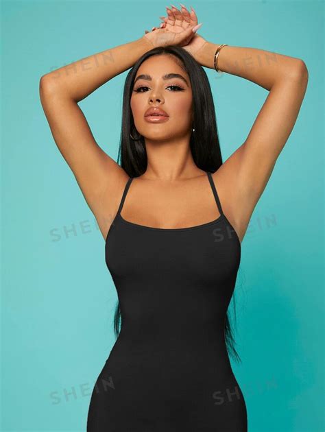 Shein Sxy Solid Criss Cross Backless Bodycon Dress Concert Long Summer