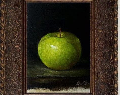 Green Apple Original Oil Painting By Nina R Aide Fine Art Small