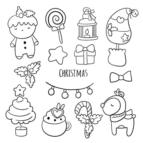 Premium Vector Free Hand Drawn Christmas Doodles Vector Illustration