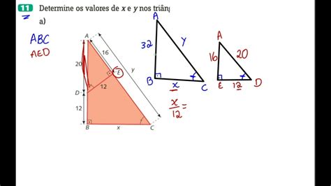 11 Determine os valores de x e y nos triângulos YouTube