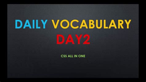 Day Daily English Vocabulary For Css Pms Gat Sat Nts Fpsc Youtube