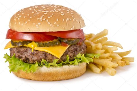 Hamburguesa Y Papas Fritas — Foto De Stock 12532164 © Mikeaubry