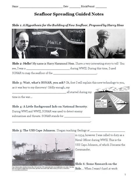 Seafloor Spreading Guided Notes: Slide 1: A Hypothesis For The Building ...