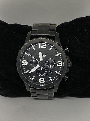 Fossil Nate JR1354 Men S Black Stainless Steel Analog Dial Quartz Watch