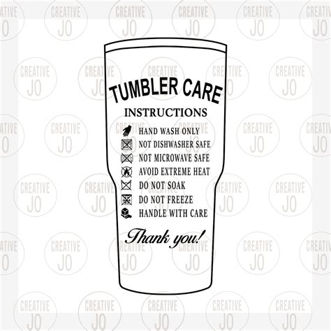 Tumbler Care Instructions Svg 3 Designs Re Sizable Tumbler Etsy