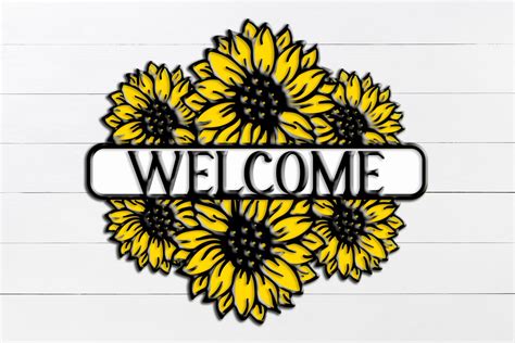 Sunflower Welcome Sign Welcome Svg Round Wood Signsummer Etsy