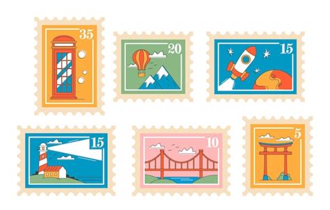 Premium Vector | Postal Stamps Set Featuring Collection Of Unique And ...