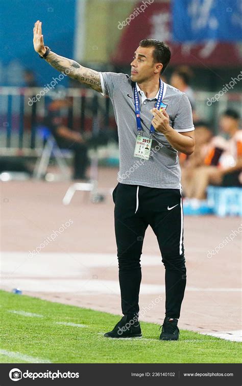 Head Coach Fabio Cannavaro Tianjin Quanjian Reacts Watches His Players ...