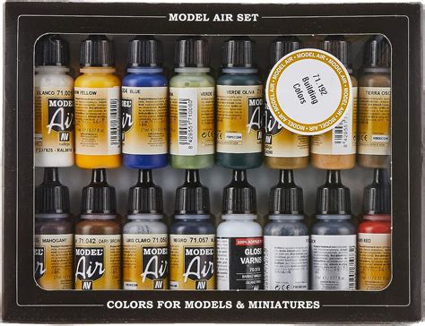 Vallejo Building Set Model Air Paint 17ml Pack Of 16 Paints