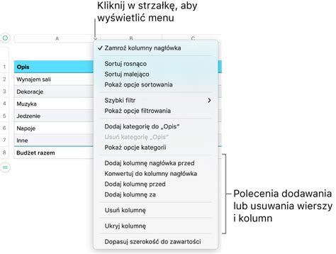 Dodawanie Lub Usuwanie Wierszy I Kolumn W Numbers Na Macu Wsparcie Apple