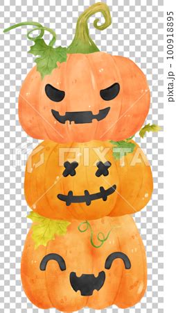 cute watercolour Halloween autumn pumpkins with のイラスト素材 100918895