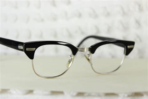 60s Mens Glasses 1960 S Browline Eyeglasses Black By Diaeyewear