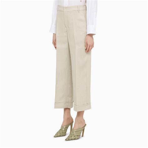 S Max Mara Ecru Linen Cropped Trousers TheDoubleF