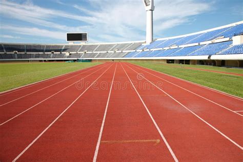 Track and field stadium stock image. Image of blue, oval - 7302283