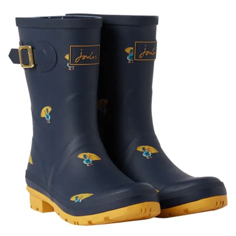 Joules Molly Mid Height Wellies Navy Ducks