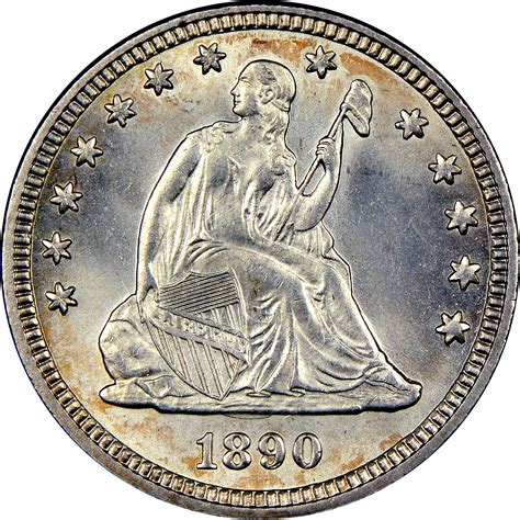 1890 25c Ms Seated Liberty Quarters Ngc