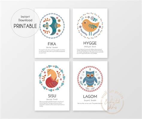 Scandi Definition Prints PRINTABLE Set Of 4 Scandinavian Prints