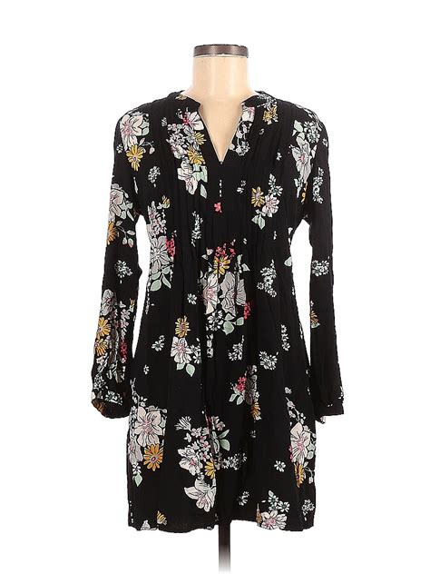 Old Navy 100 Rayon Floral Black Casual Dress Size M 51 Off Thredup