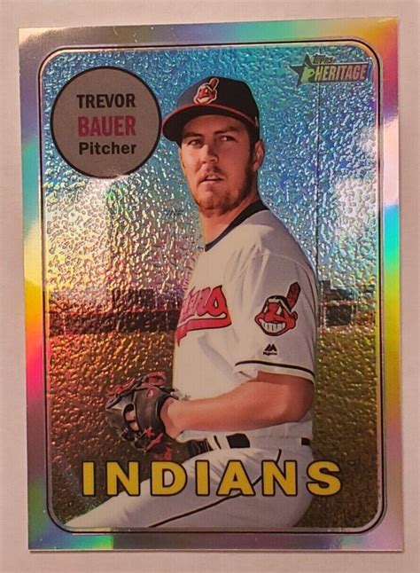 Topps Heritage Chrome Refractor Trevor Bauer Thc Indians