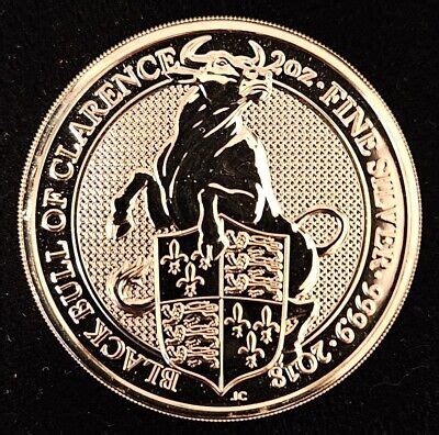 Tube Of 10 2018 2 Oz Silver Queen S Beasts Black Bull Of Clarence