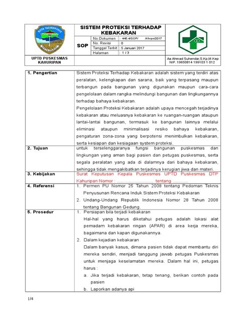 8 5 1 3 Sop Sistem Proteksi Terhadap Kebakaran Pdf