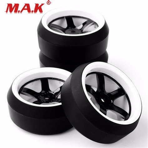 4Pcs Set RC Drift Tires & 12mm Hex Wheel Rims Fit HSP 1:10 On-Road ...