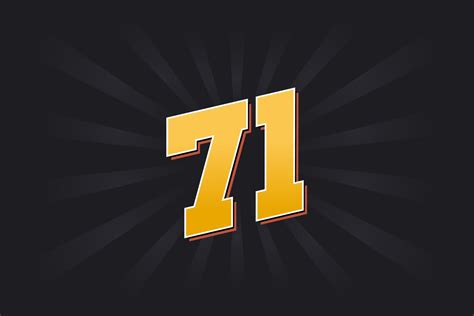 Number 71 Vector Font Alphabet Yellow 71 Number With Black Background