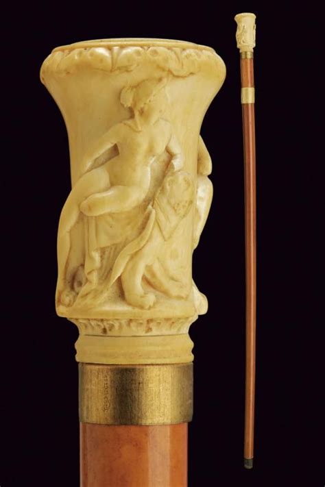 Claudio Walking Stick With Carved Ivory Grip Big Pommel With