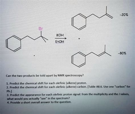 Solved 20 Br Koh Etoh 80 Can The Two Products Be Told Apart By Nmr Spectroscopy 1 Predict