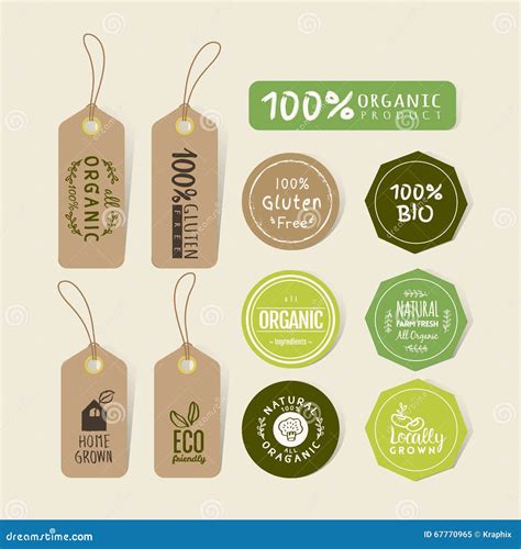 Set of Organic Food Tag and Label Sticker Design Stock Vector ...