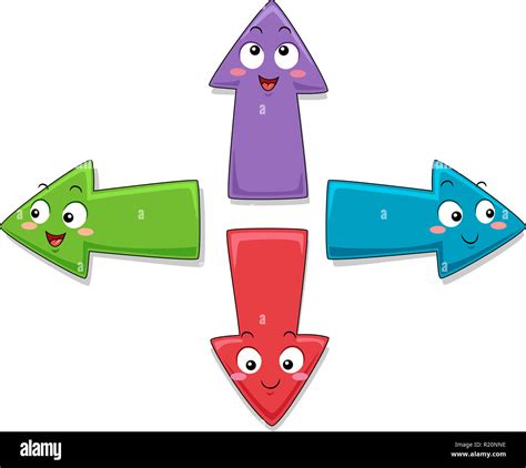 Colorful Mascot Illustration Featuring Arrows Pointing To The North